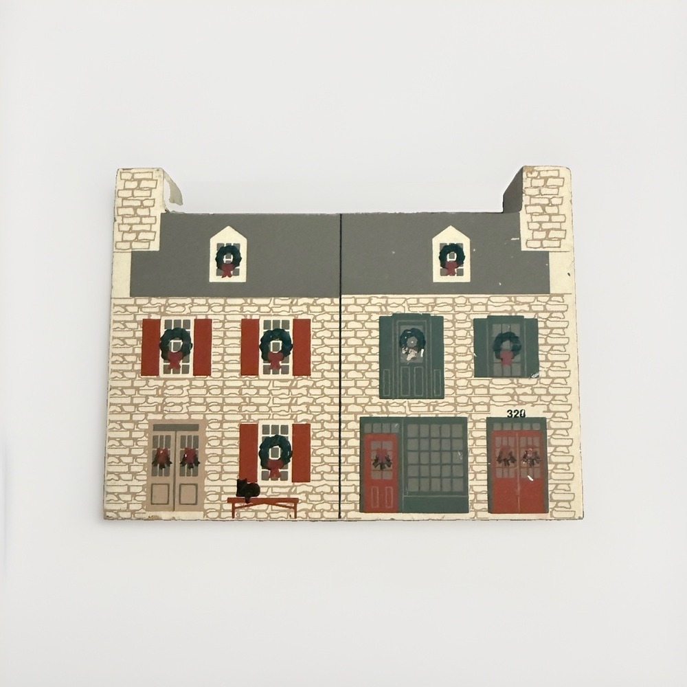 Vintage Historic St. Charles Missouri Stone Row Houses Wood Model Christmas